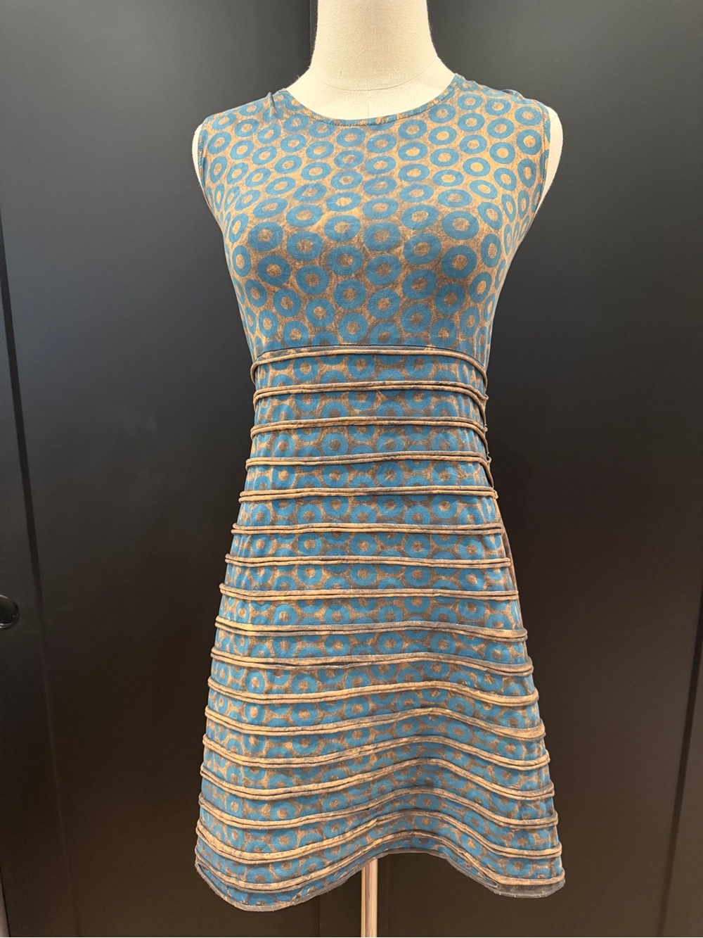 NWT Jayli Phish Stonewashed Teal & Gray Tie Dye Razor Cut Lycra Mini Donut Dress